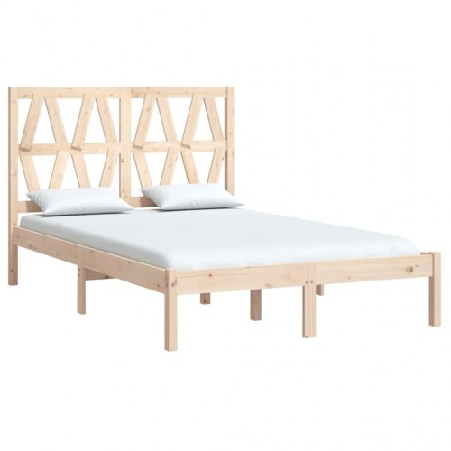 Sengeramme 135 x 190 cm i massivt fyrretræ - med sengegærde
