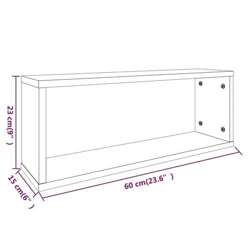 Væghylder 2 stk. 60x15x23 cm konstrueret træ røget egetræ