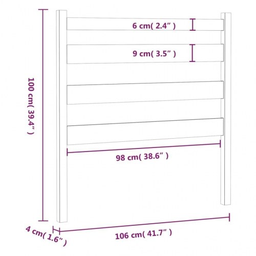 Sengegavl 106×4×100 cm i massivt fyrretræ - gyldenbrun