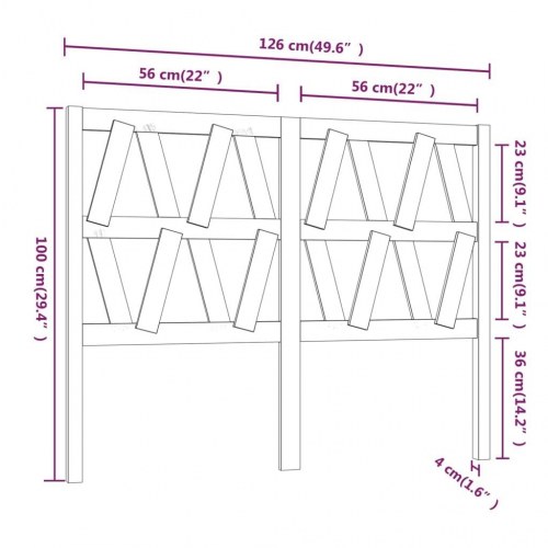 Sengegavl 126 × 4 × 100 cm i massivt fyrretræ