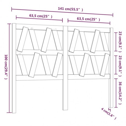 Sengegavl 141 × 4 × 100 cm i massivt fyrretræ