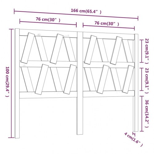 Sengegavl 166×4×100 cm i massivt fyrretræ - sort