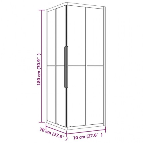 Brusekabine 70x70x180 cm matteret sikkerhedsglas