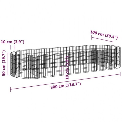 Gabion-højbed 300x100x50 cm galvaniseret jern