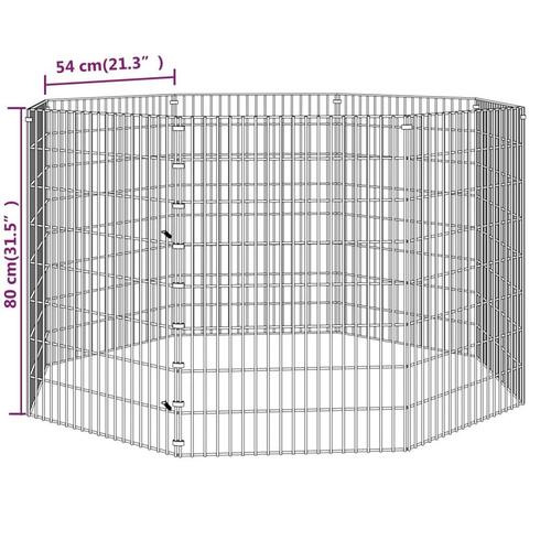 8-panels kaninbur 54x80 cm galvaniseret jern