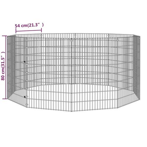 10-panels kaninbur 54x80 cm galvaniseret jern