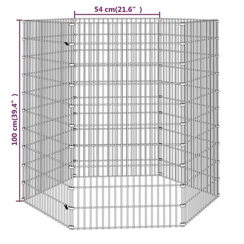 6-panels kaninbur 54x100 cm galvaniseret jern