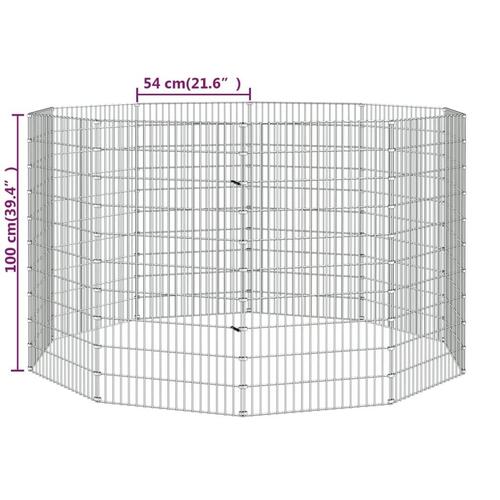 10-panels kaninbur 54x100 cm galvaniseret jern