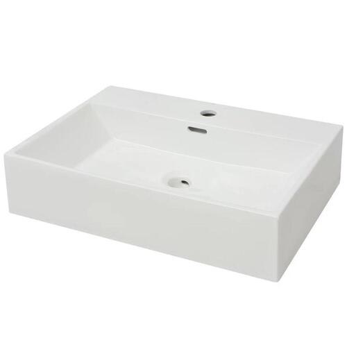 Håndvask med hul til vandhane keramik 60,5x42,5x14,5 cm hvid