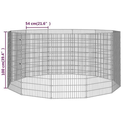 12-panels kaninbur 54x100 cm galvaniseret jern