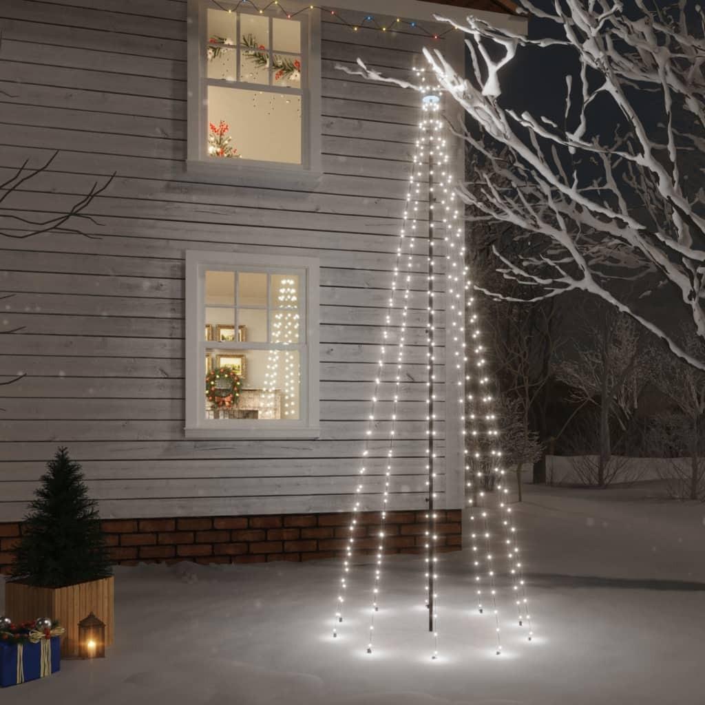 Juletræ med spyd 310 LED'er 300 cm koldt hvidt lys