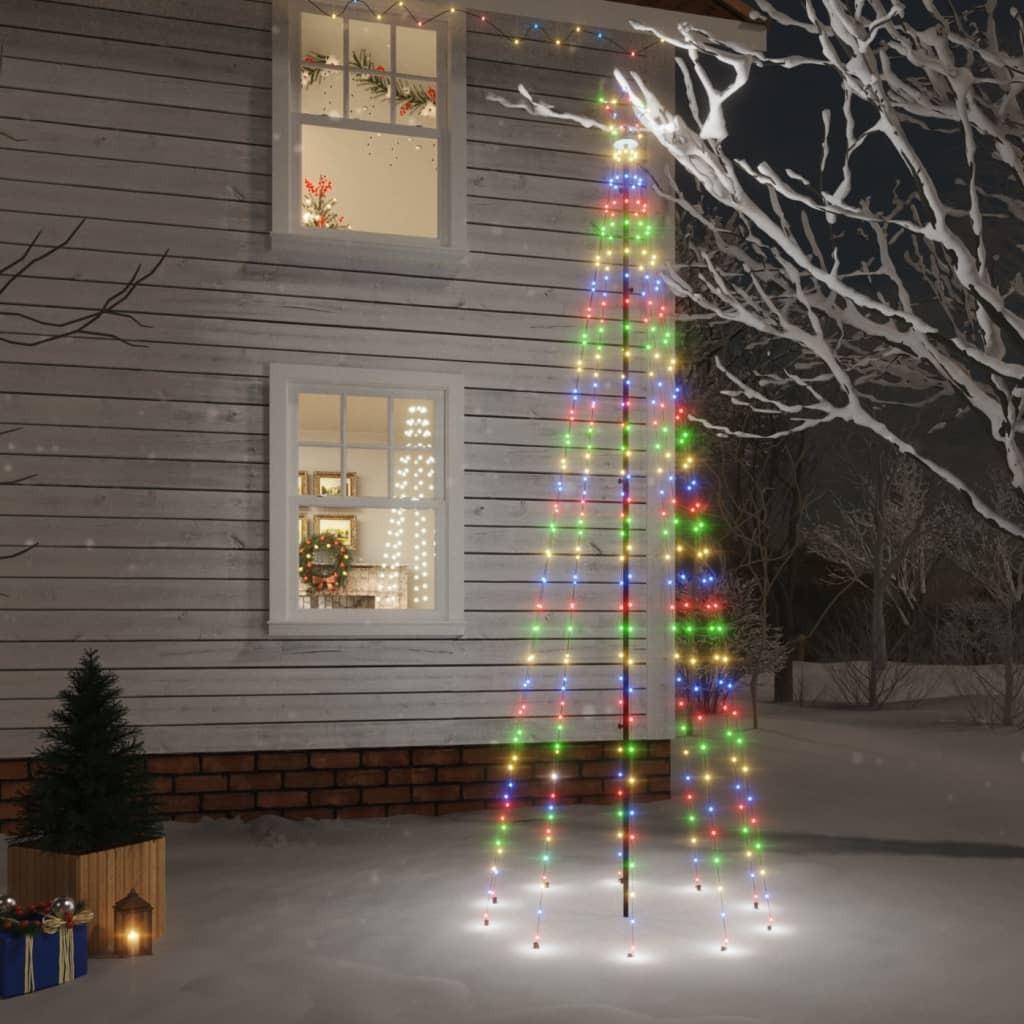 Juletræ med spyd 310 LED'er 300 cm farverigt lys