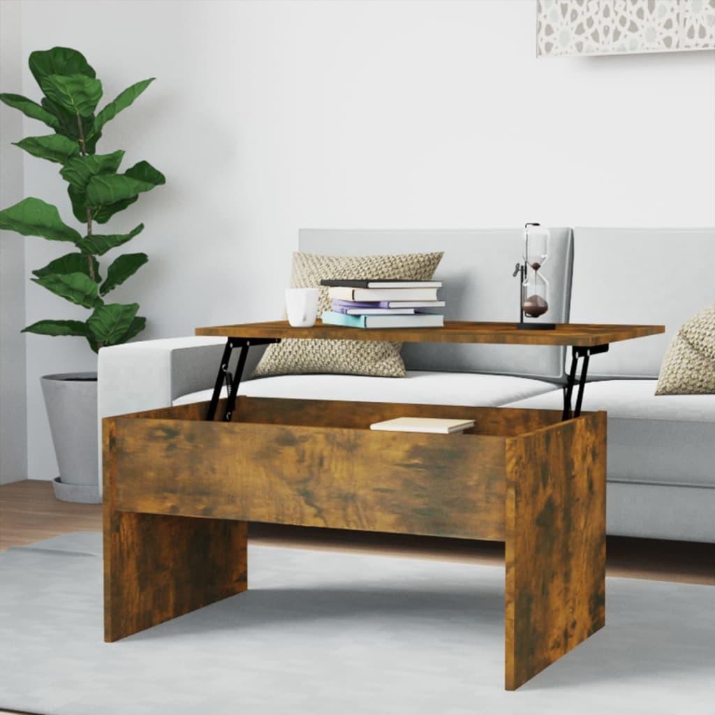Sofabord 80x50,5x41,5 cm konstrueret træ røget egetræsfarve