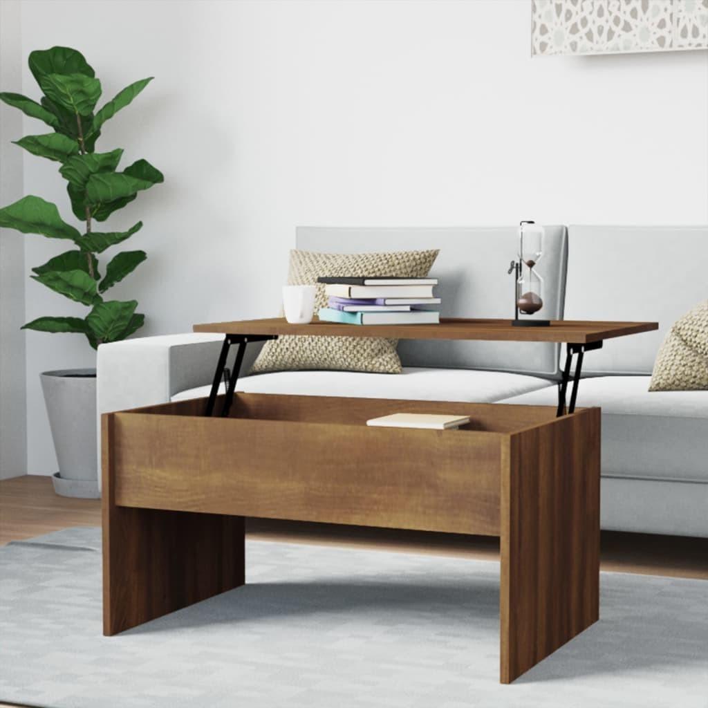 Sofabord 80x50,5x41,5 cm konstrueret træ brun egetræsfarve