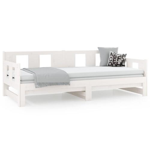 Daybed med udtræk 2x(80x200) cm massivt fyrretræ hvid