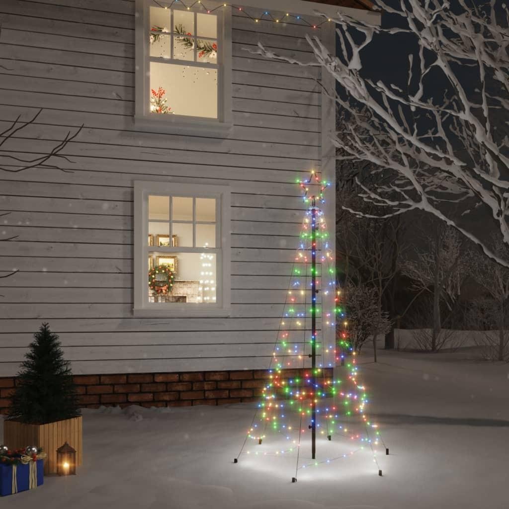 Juletræ med spyd 200 LED'er 180 cm flerfarvet
