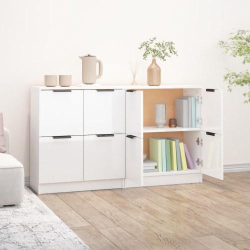 Skænke 2 stk. 60x30x70 cm konstrueret træ hvid højglans