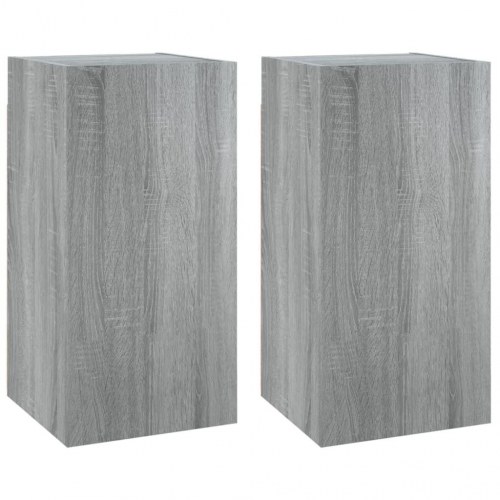 Tv-skabe 2 stk. 30,5x30x60 cm konstrueret træ grå sonoma-eg