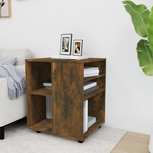Rullebord til kontor 60 × 53 × 72 cm - konstrueret træ, røget egetræsfinish