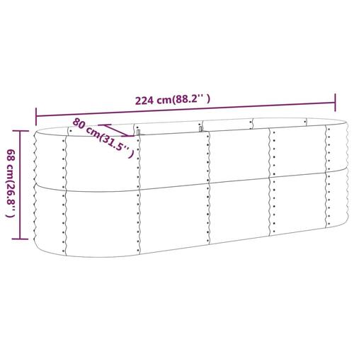 Plantekasse 224x80x68 cm pulverlakeret stål antracitgrå