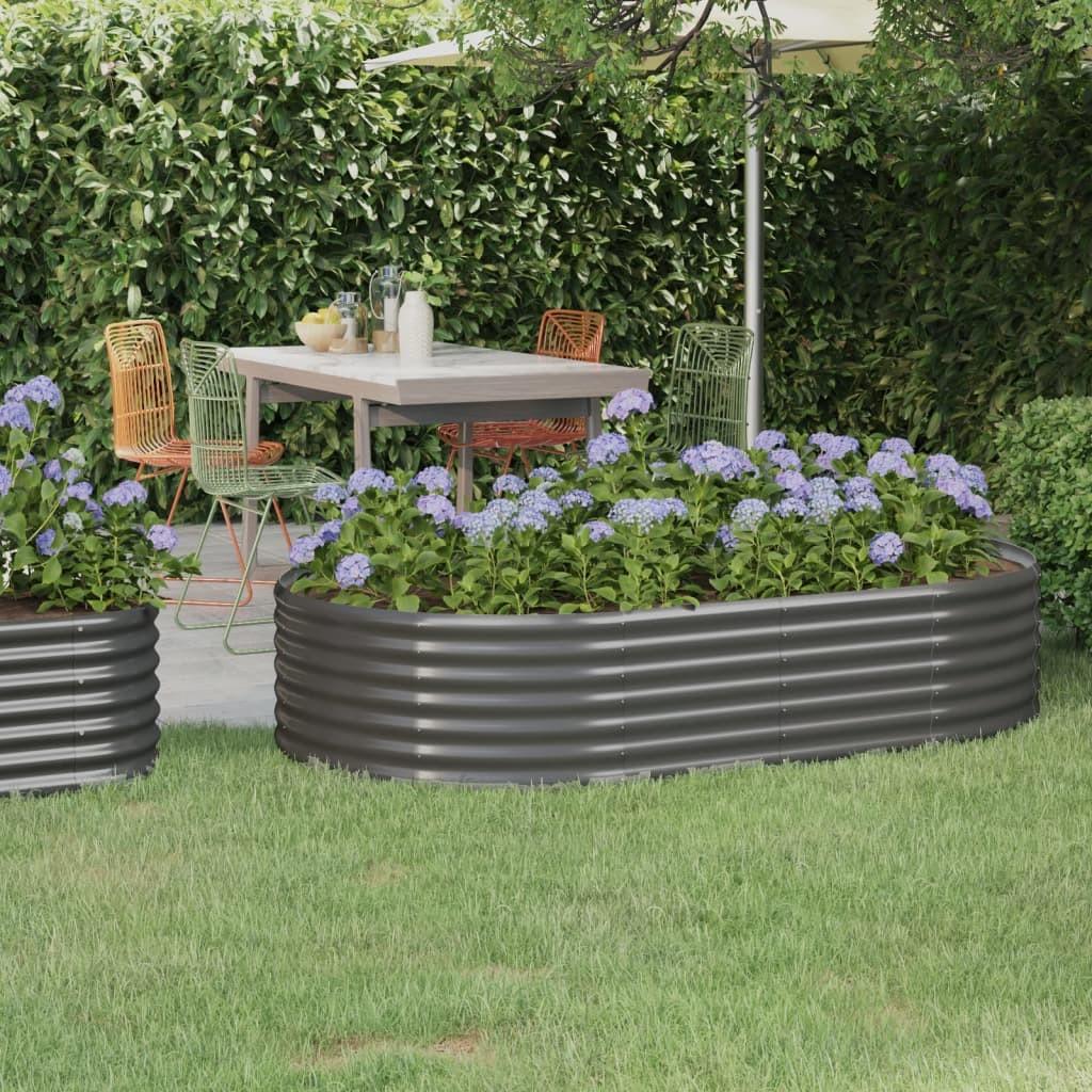 Plantekasse 175x100x36 cm pulverlakeret stål grå