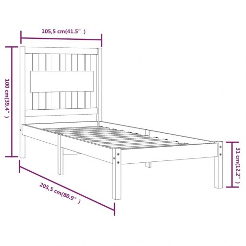 Sengeramme 100x200 cm massivt fyrretræ