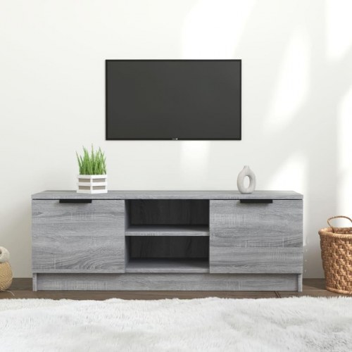 Tv-bord 102x35x36,5 cm konstrueret træ grå sonoma-eg