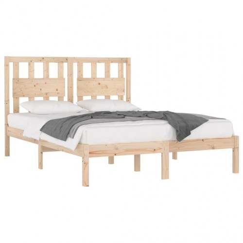 Sengeramme med sengegærde 135x190 cm i massivt fyrretræ