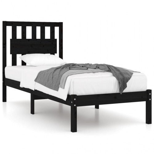 Sengeramme 100x200 cm massivt fyrretræ sort