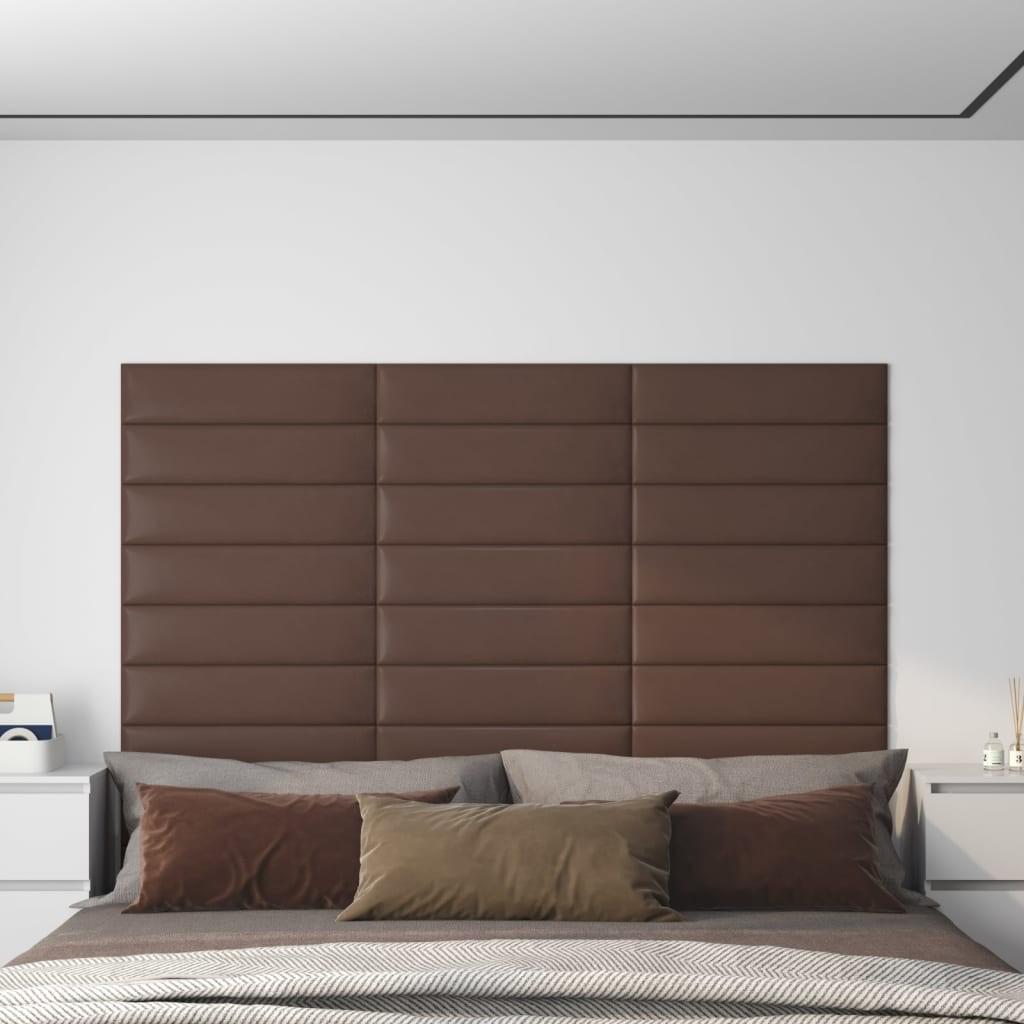 Vægpaneler 12 stk. 60x15 cm 1,08 m² kunstlæder brun