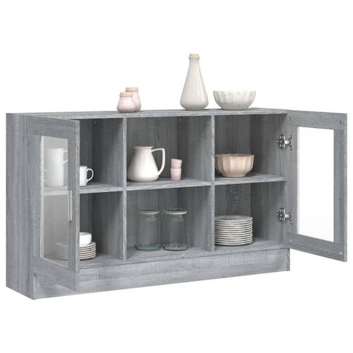 Vitrineskab 120x30,5x70 cm konstrueret træ grå sonoma-eg