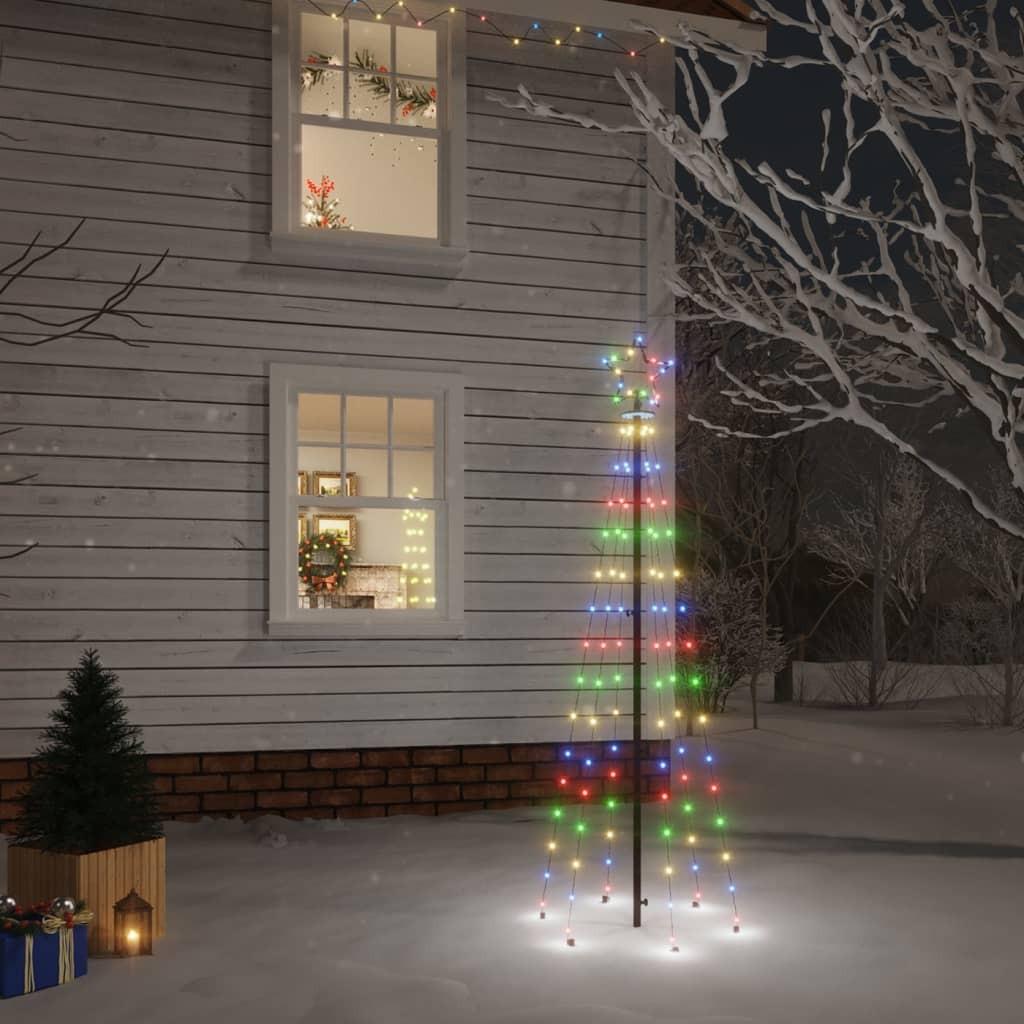 Juletræ med spyd 108 LED'er 180 cm farverigt lys