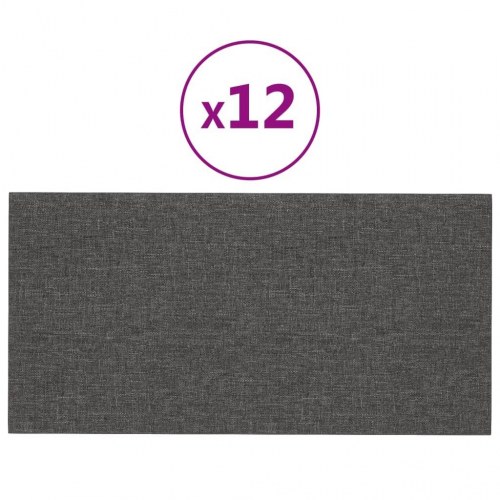 Vægpaneler 12 stk. 30x15 cm 0,54 m² stof mørkegrå