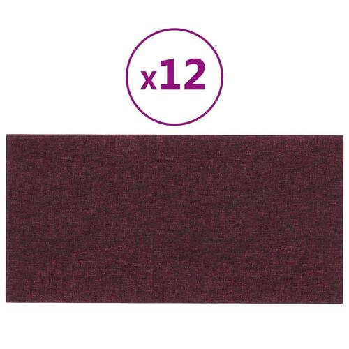 Vægpaneler 12 stk. 30x15 cm 0,54 m² stof lilla