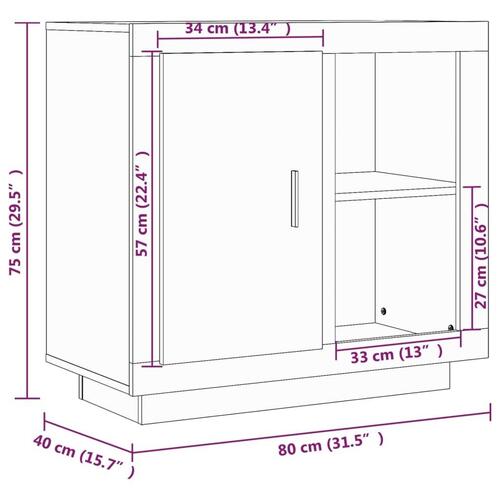 Skænk 80x40x75 cm hvid og egetræsfarvet