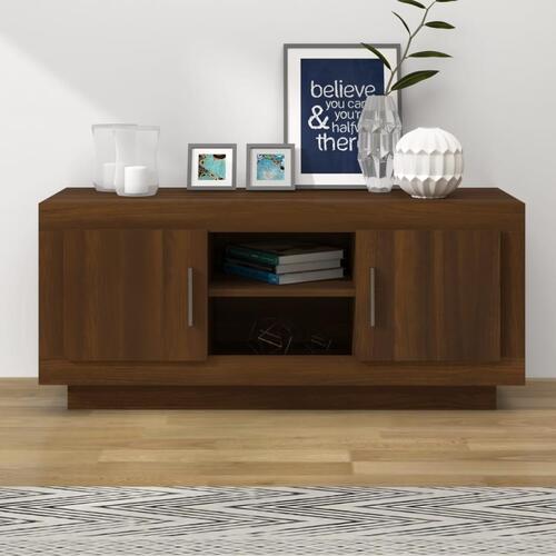 Tv-bord 102x35x45 cm konstrueret træ brun egetræsfarve