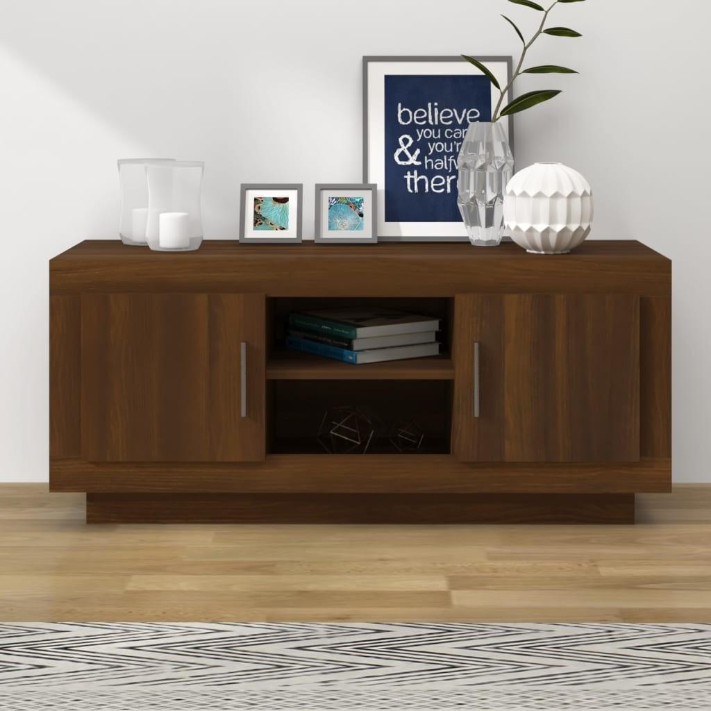 Tv-bord 102x35x45 cm konstrueret træ brun egetræsfarve