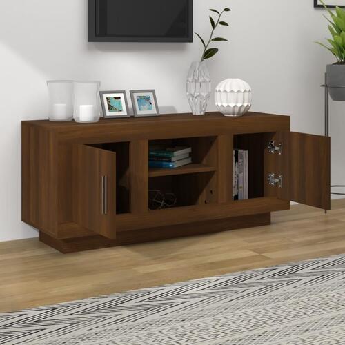 Tv-bord 102x35x45 cm konstrueret træ brun egetræsfarve