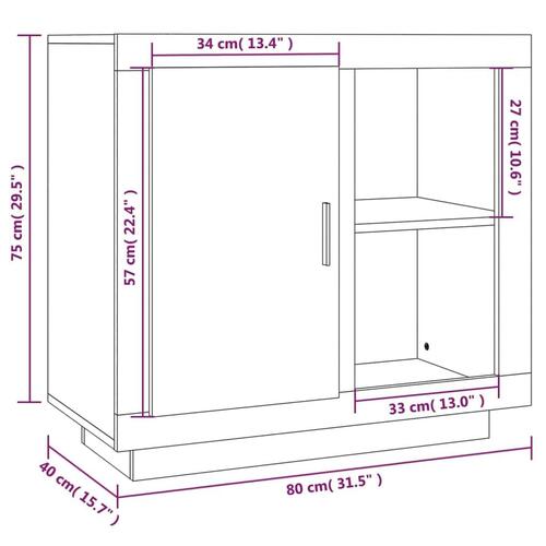 Skænk 80x40x75 cm røget egetræsfinish