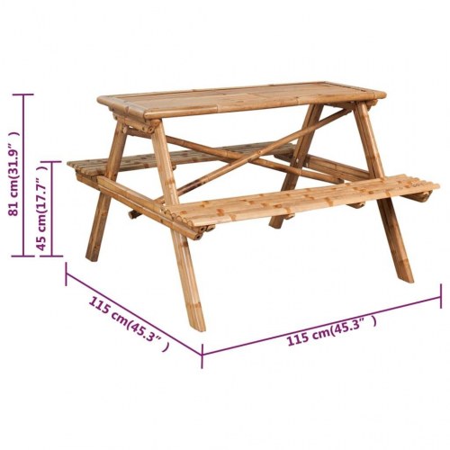 Picnicbord i bambus - 115 × 115 × 81 cm