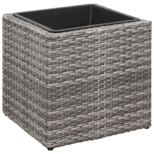 Forhøjede plantekrukker 3 stk. polyrattan grå