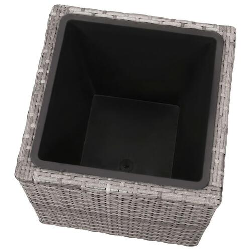 Forhøjede plantekrukker 3 stk. polyrattan grå