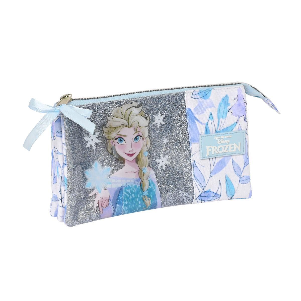 Tredobbelt bæretaske Frozen Memories Blå Hvid (22 x 12 x 3 cm)