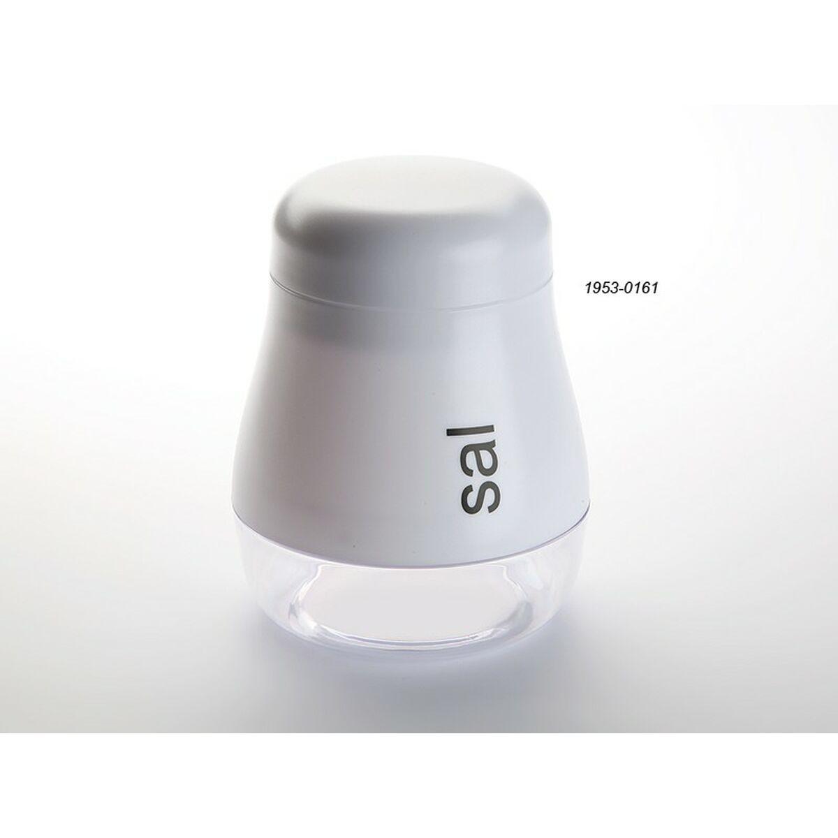 Versa saltbøsse med låg - hvid plastik, 15 cm