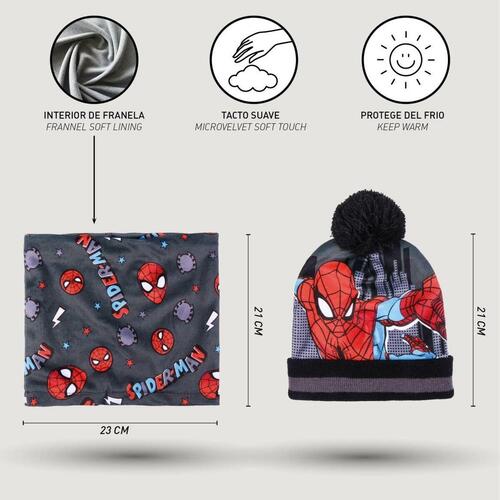 Hue, Vanter og Halsedisse Spiderman Grå (Onesize)