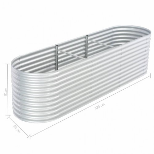 Forhøjet plantekasse 320 x 80 x 81 cm - sølvfarvet