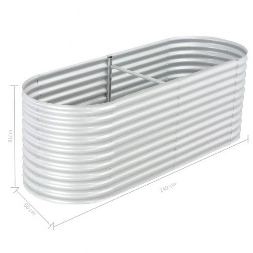 Forhøjet plantekasse 240x80x81 cm galvaniseret stål sølvfarvet
