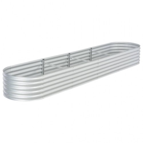 Forhøjet plantekasse 400 x 80 x 44 cm - sølvfarvet