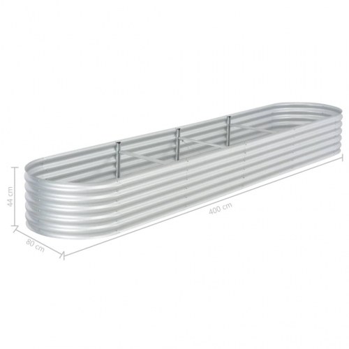 Forhøjet plantekasse 400 x 80 x 44 cm - sølvfarvet