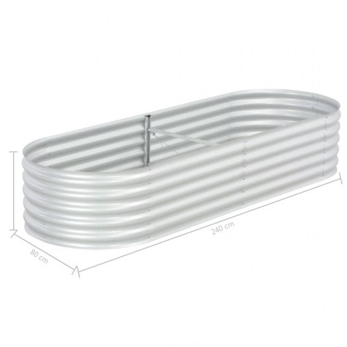 Forhøjet plantekasse 240x80x44 cm galvaniseret stål sølvfarvet